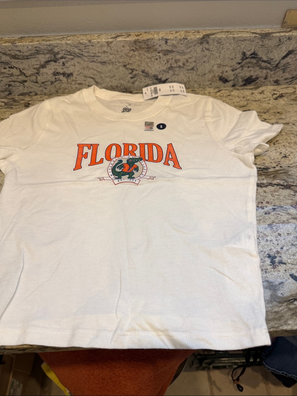 Hollister White Florida Graphic Tee with Orange Lettering university of Florida